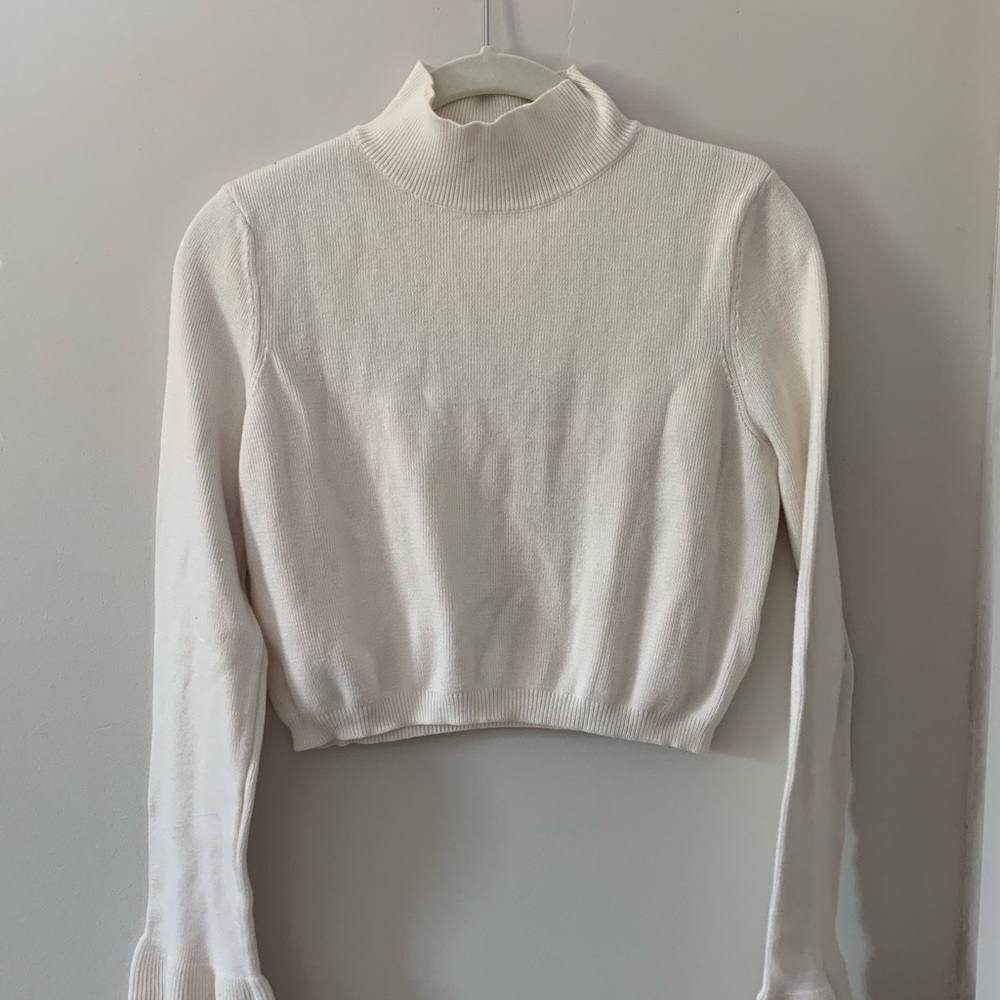 Cropped Sweater with Bell Sleeves